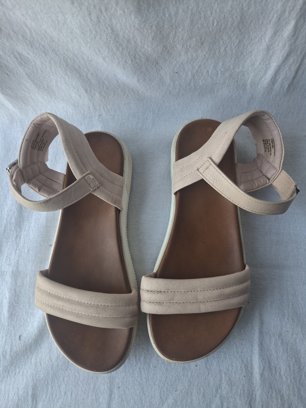 Girl's Neutral Tan Ankle-Strap Sandals with Padded Footbed
